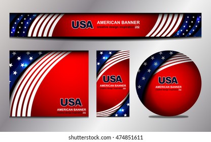 Flag of USA banner background for independence, veterans, labor, memorial day and other events, Vector illustration Design