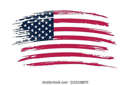 Flag of USA in brush stroke background.