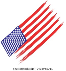 Flag of USA in brush stroke background.