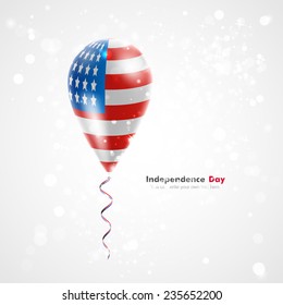 Flag of the USA Celebration and gifts. Ribbon in the colors are twisted under the balloon. Independence Day. Balloons on the feast the national 