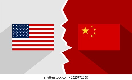 flag of usa and china