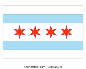 Flag of USA City of Chicago, Illinois