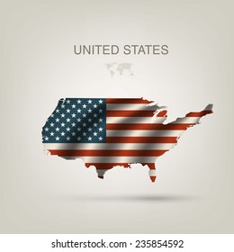 Flag of USA as a country with a shadow
