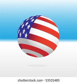 Flag of the Usa in the form of a ball on a light background