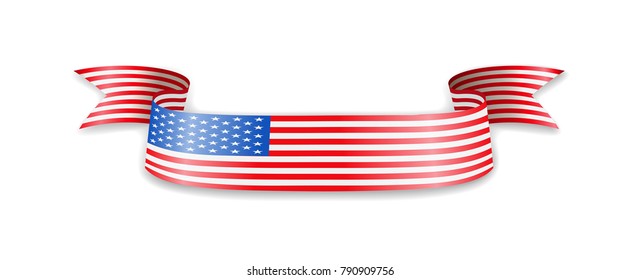 Flag of USA in the form of wave ribbon. Vector illustration.