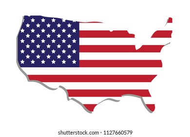 Flag of USA. greeting card with america national, Flag of USA is a map of the United States of America.