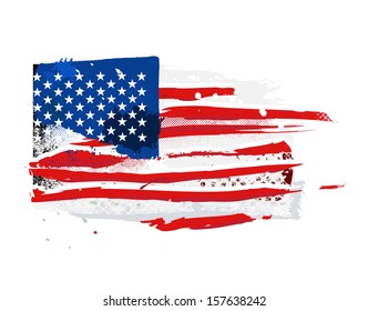 Flag of the USA. Grunge background.