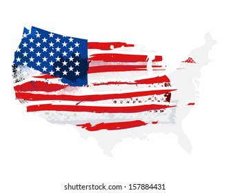 Flag of the USA. Grunge background.