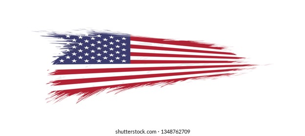 Flag of USA in grunge brush stroke, vector grunge illustration.