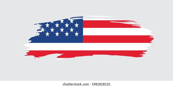 Flag of USA in Grunge Brush Stroke : Vector Illustration