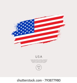 Flag of USA in Grunge Brush Stroke : Vector Illustration