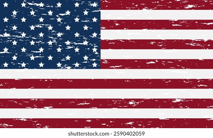Flag of USA with grunge effect, american flag. Vector illustration, EPS 10
