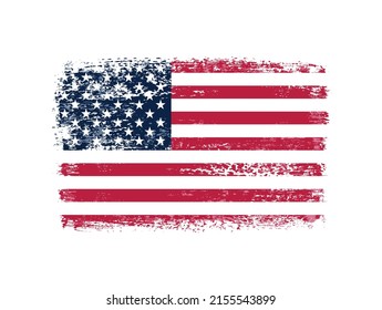 Flag of USA in grunge style.Brush stroke USA flag.