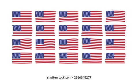 Flag USA icon set design. America holidays. 4 july Veteran day, Memorial day, Flag day.