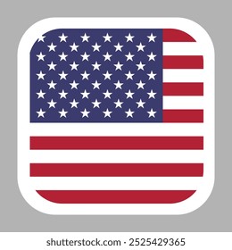 The flag of USA. Flag icon. Standard color. flat vector square with rounded corners. Computer illustration. Digital illustration. Vector illustration