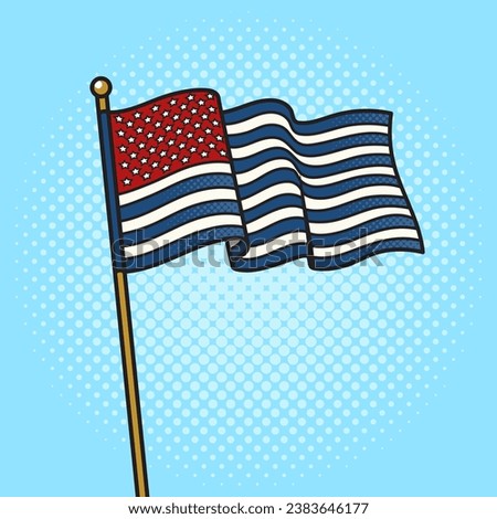 Flag of the USA inverted colors of the British flag pop art retro vector illustration. Comic book style imitation.