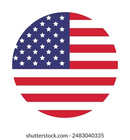 Flag USA isolated flat icon. America holidays 4 july. Vector