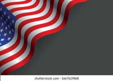 Bandera de Estados Unidos aislada en ilustración vectorial de fondo gris para el día de la bandera o la independencia en colores de la bandera azul, rojo, blanco