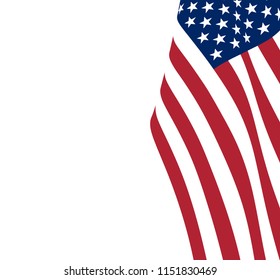 Flag USA Isolated on White Background. Vector Illustration.