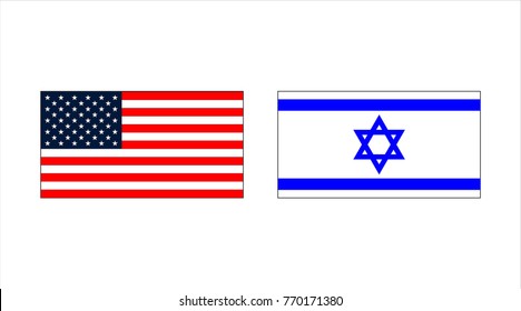 Flag USA and flag of Israel isoladed background