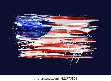 Flag of USA made with colorful splashes