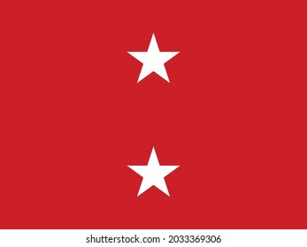 The flag of a USA Marine Corps Major General of a pair of white stars set over a red background