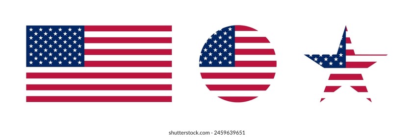 Flag USA. Memorial day. Banner in flat style. Vector illustration.