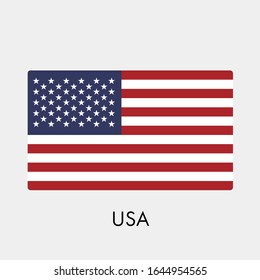 Flag of USA on gray background. Vector illustration in trendy flat style. EPS 10.