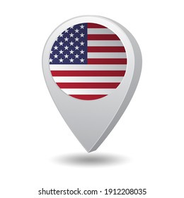 Bandera de Estados Unidos en el mapa de marcadores. Ilustración del vector