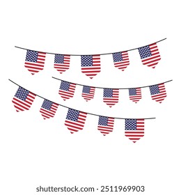 Flag of USA Pennant Set Vector Design.