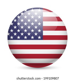 Flag of USA as round glossy icon. Button with American flag