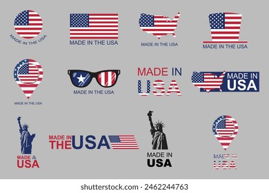 Flag of USA Set, original and simple United states flag Bundle, vector illustration of American flag Collection
