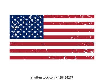 Flag USA sign Grunge. National symbol of freedom, independence. Original simple United State Of America flag isolated on white background. Official colors and Proportion Correctly. Vector illustration