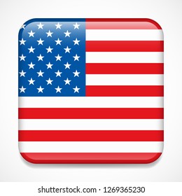 Flag of the USA. Square glossy badge