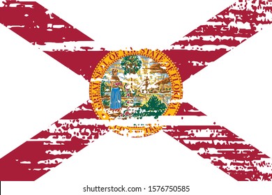 The flag the USA state Florida and grunge effect  State flag in brush strokes  Vector illustration 