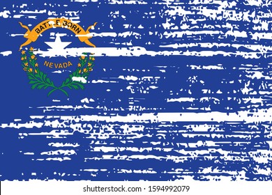 The flag of the USA state of Nevada with a grunge effect. State flag in brush strokes. Vector illustration.