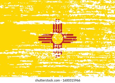 The flag of the USA state of New Mexico with a grunge effect. State flag in brush strokes. Vector illustration.