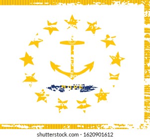 The flag of the USA state of Rhode Island with a grunge effect. State flag in brush strokes. Vector illustration.