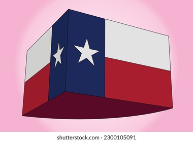 The flag of the USA state of TEXAS as 3D box