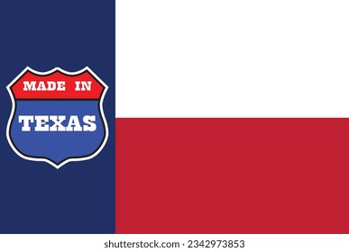 The flag of the USA state of TEXAS with a Made in Texas icon inset