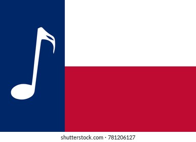 The flag of the USA state of TEXAS with a mucical note