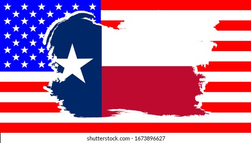 The Flag Of The USA State Of TEXAS With A White Grunge Border Set Over The Usa Stars And Stripes Flag