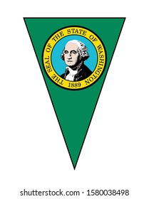 The flag of the USA state of Washington as part of a bunting