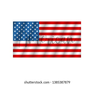 Flag USA with text american. Flag american isolated. Vector illustration