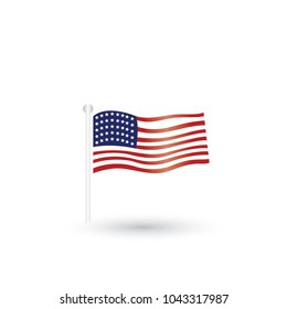 Flag USA united illustration vector icons for independence american emblem isolated