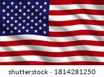 Flag of USA or United States of America vector background. American national banner of Stars and Stripes with waving silk fabric effect. Patriotic symbol, democracy and travel themes