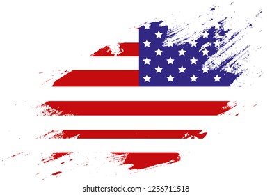 Flag of the USA, the United States of America. Vector illustration in grunge style with cracks and abrasions. Vector.