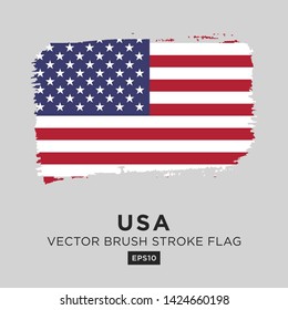 Flag of USA (United States of America) in Brush Stroke Vector. Brush Stroke Background