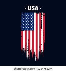 Flag of the USA, the United States of America. Vector illustration in grunge style.