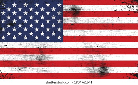 Flag of the USA, the United States of America. Vector illustration in grunge style with cracks and abrasions. Good image for print